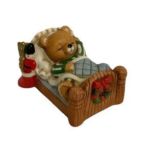 Vtg Home Interiors and Gifts "Visions of Sugarplums" Sleeping Bear Figurine 3"